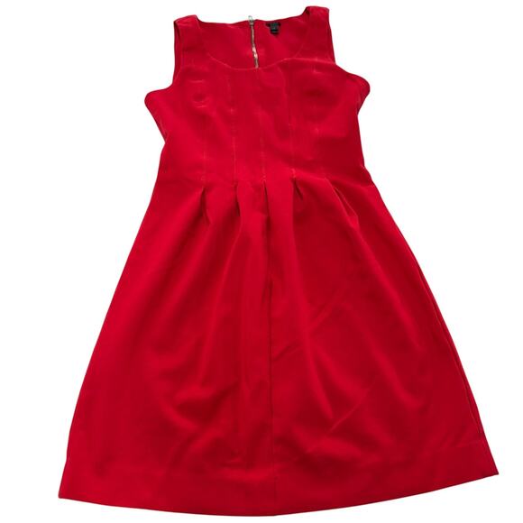 J.Crew Dress Womens 4 Red Pleated Mini A Line Scuba Tomato Girl - Picture 2 of 8